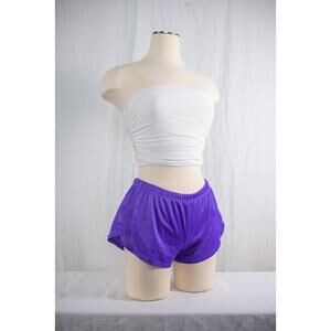 Vintage Y2K Soffe Purple Nylon Micro Mini Shorts, Retro Workout Running, Medium